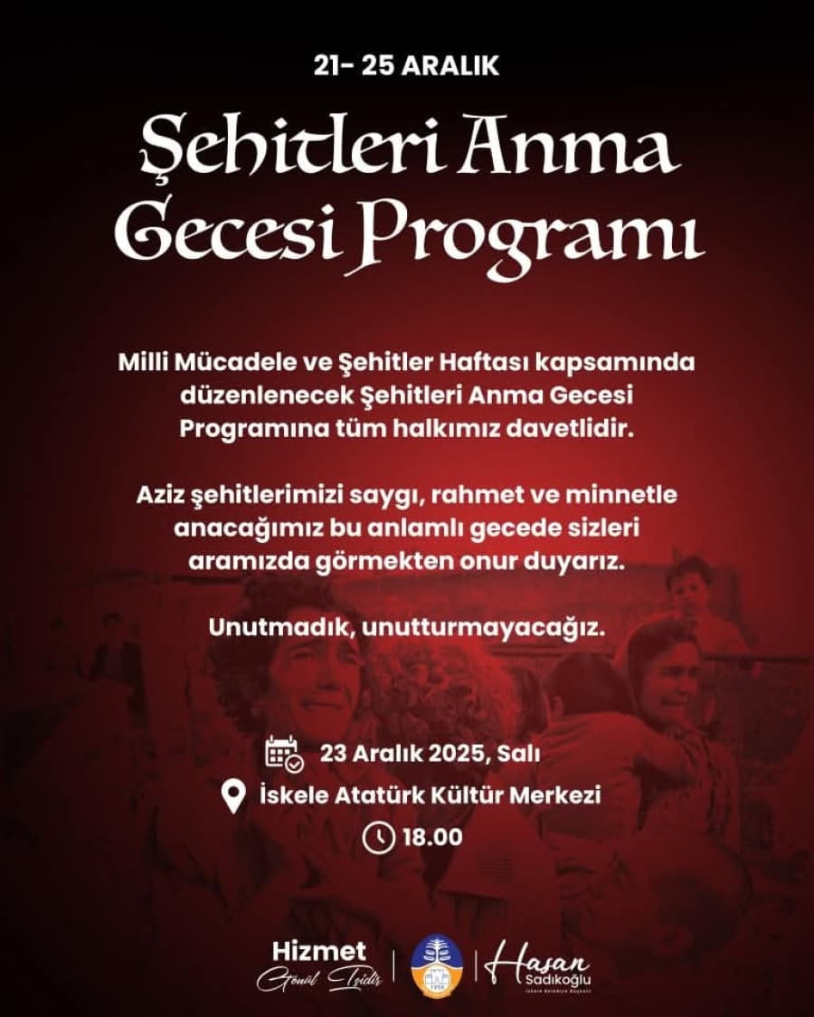 Milli Mücadele ve Şehitler Haftası kapsamında düzenlenecek Şehitleri Anma Gecesi