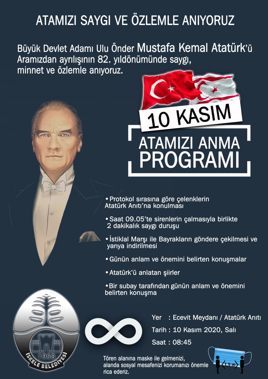 82 yıldır bitmeyen, katlanarak artan bir özlem... 10 Kasım'da Ata'mızın huzurundayız! Maskeni tak, mesafeni koru, sen de törende yer al!