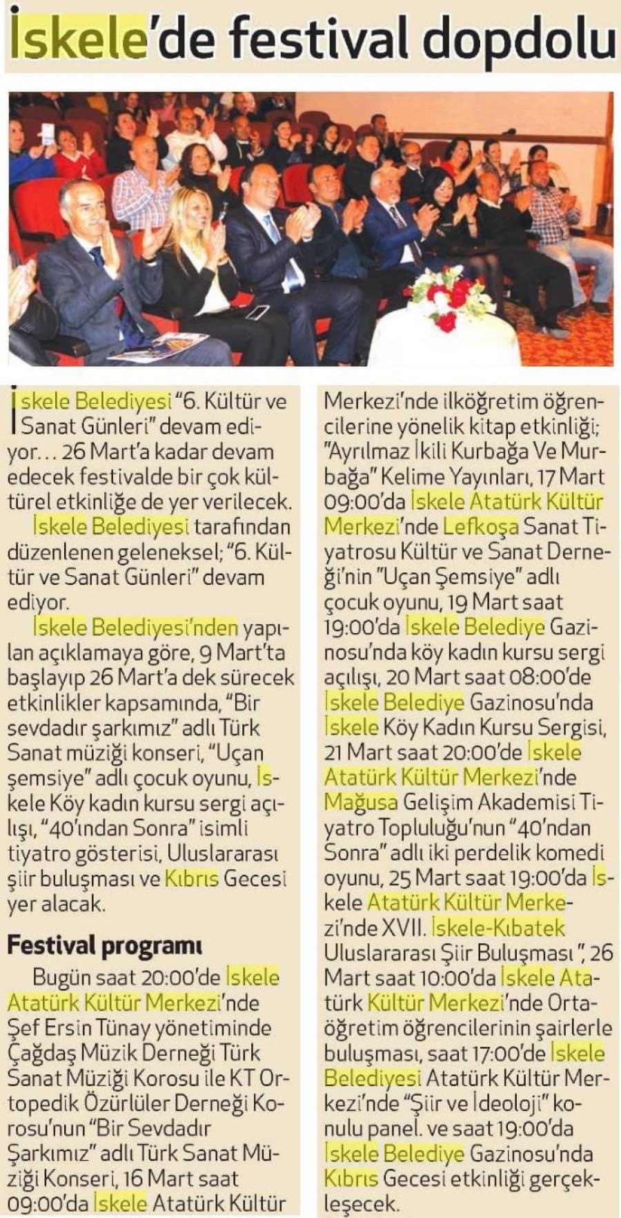 Kıbrıs Postası Gazetesi- 13 Mart 2015