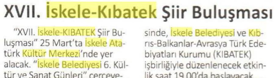 Haberal Kıbrıslı Gazetesi-21 Mart 2015