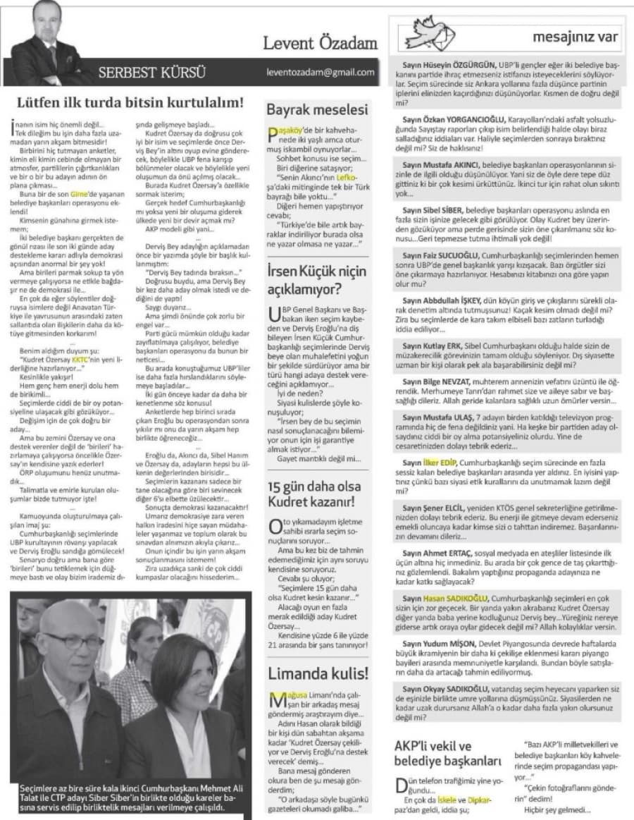 Kıbrıs Postası Gazetesi -18 Nisan 2015