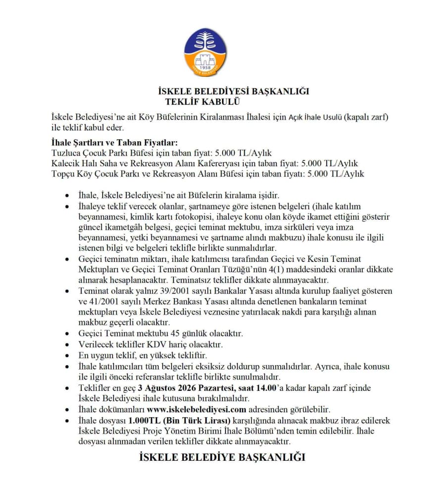 İHALE İLANI