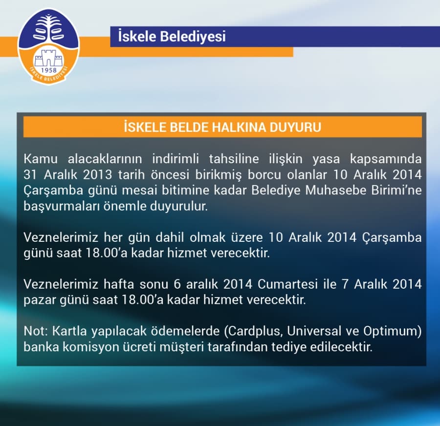 İskele Belde Halkına Duyuru